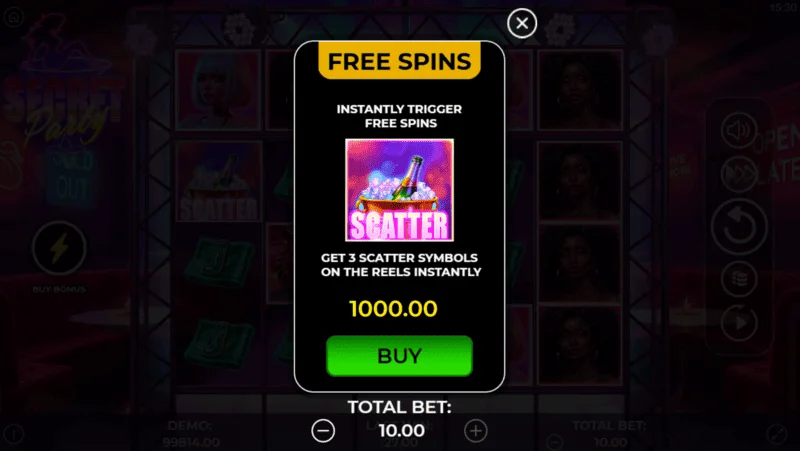 Secret Party - buying the bonus via Feature Buy