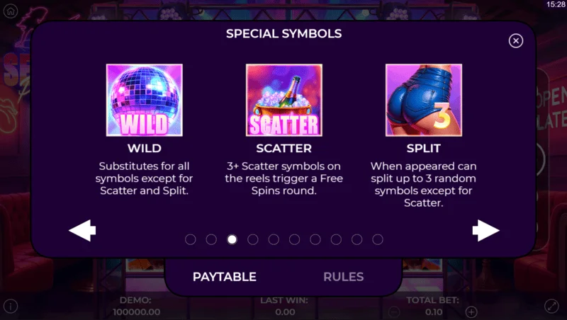 Secret Party - special symbols on the reels